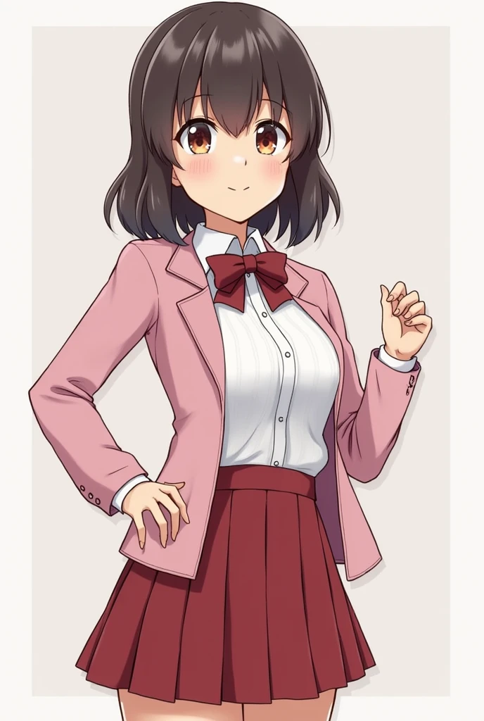 Can you make me a picture of an anime girl with big breasts and that the breasts part I don't have that much clothing, less clothing