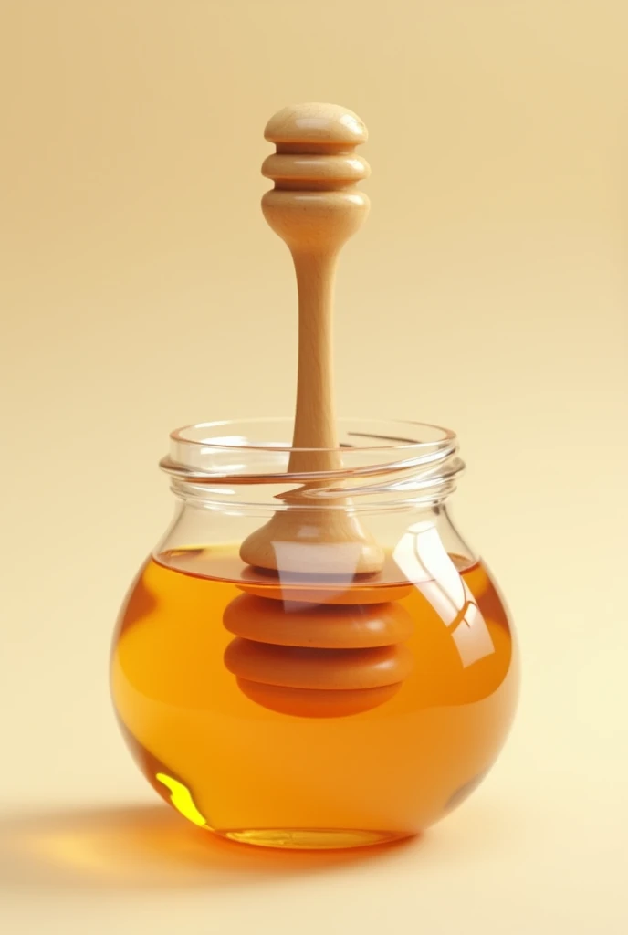 honey in a jar with its stick in 3d