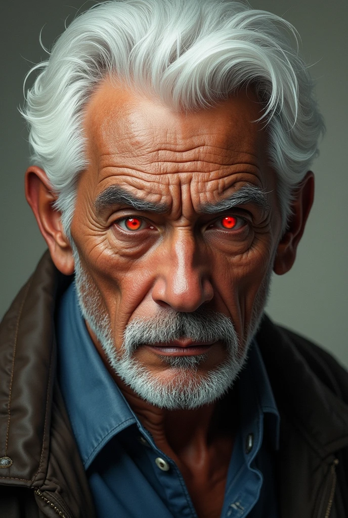 Beautiful Black Latino old boy with white hair and red eyes,