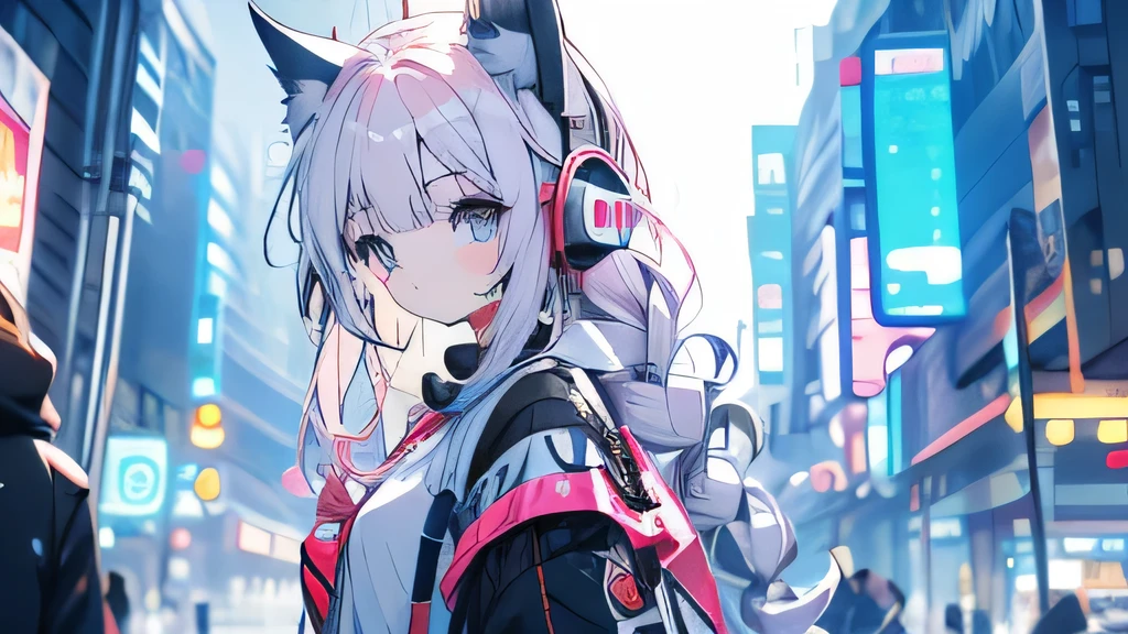 Anime girl with cat ears and headphones, Look over your shoulder, Yang Jie&#39;s Animation, pixiv contest winners, Serial art, デジタルAnime Illustrations, River stones, Anime style illustration, Anime style 4k, Beautiful anime portrait, Anime style portrait, anime style artwork, Guweiz style artwork, Anime Illustrations, Digital Animation Art, Detailed Digital Animation Art, Beautiful starry sky, ((Beautiful night view))Cowboy shooting,
