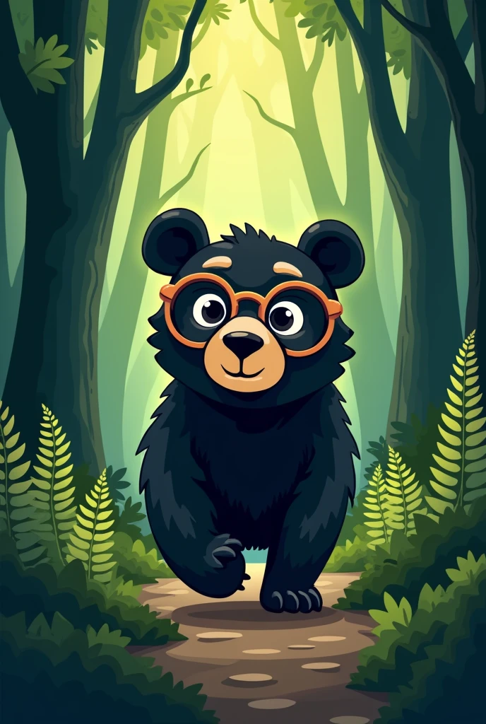 Logo of black  spectacled bear walking in a forest