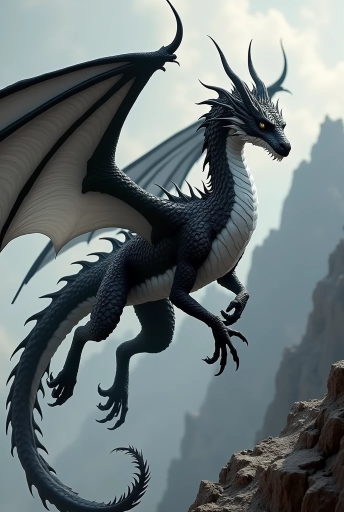 A dragon with dragonov black and white