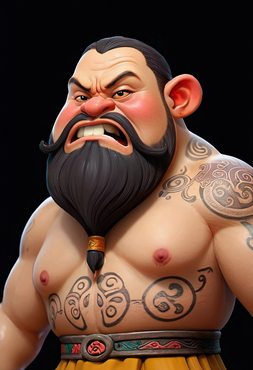 (old fat monk with thinning hair,tattoos all over body,detailed body, practice Tai Chi Chuan,highly detailed face,hyperrealistic,3d render,masterpiece,8k,photorealistic,cinematic lighting,dramatic lighting,moody lighting,dramatic pose,mystical,spiritual,intense gaze,intricate tattoos,lush textures,rich colors,chiaroscuro,dramatic shadows,atmospheric)