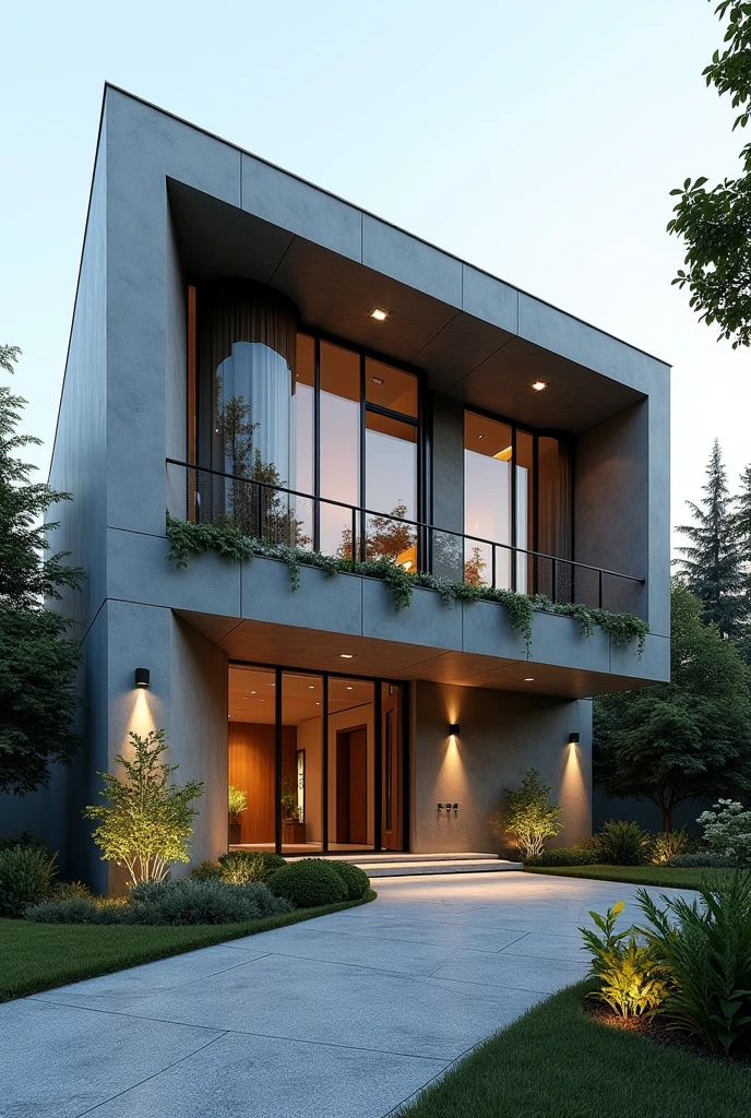 Make a beautiful modern house facade
