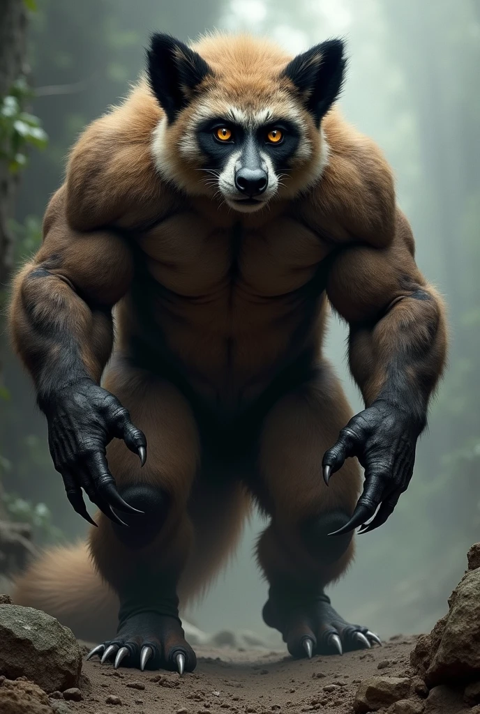 Wolverine with lemur eyes
