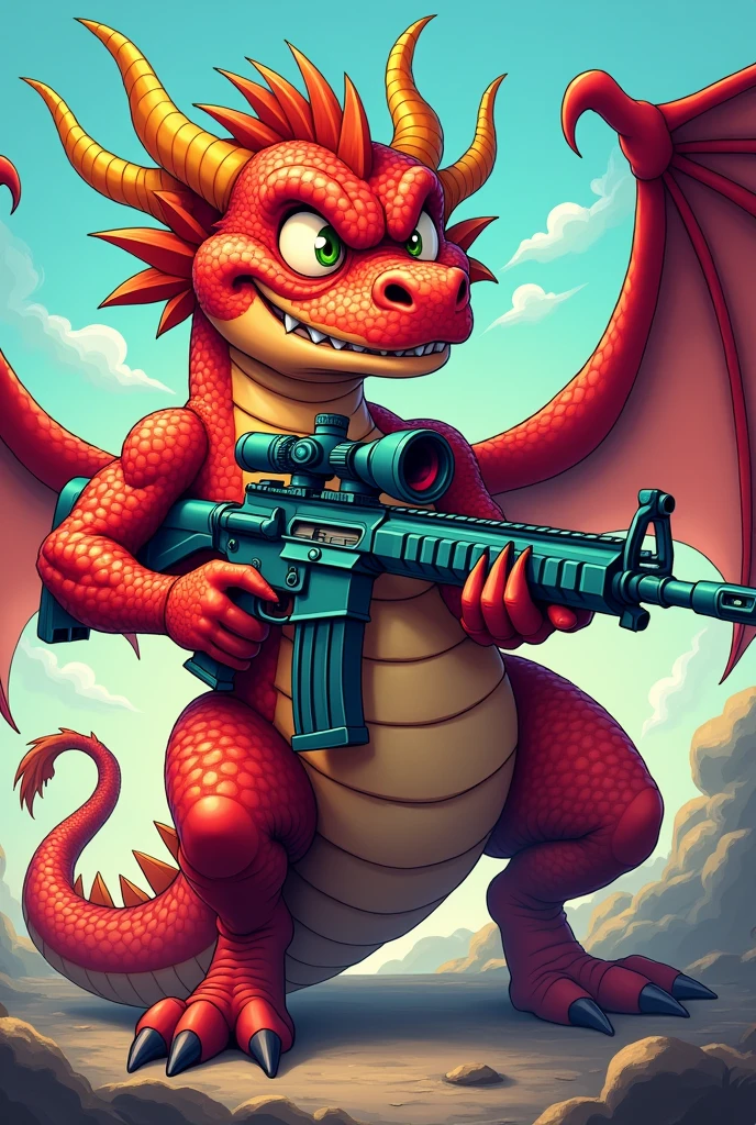 A dragon with dragonov Cartoon cool