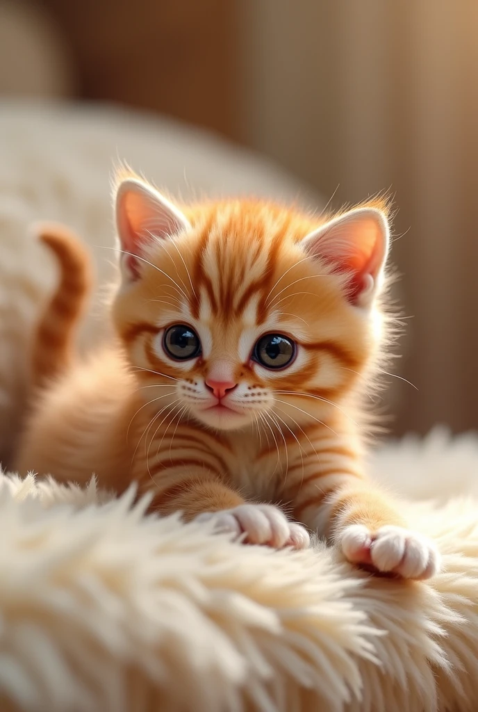 Very cute kitten、Very cunning pose、Lie down and stretch
