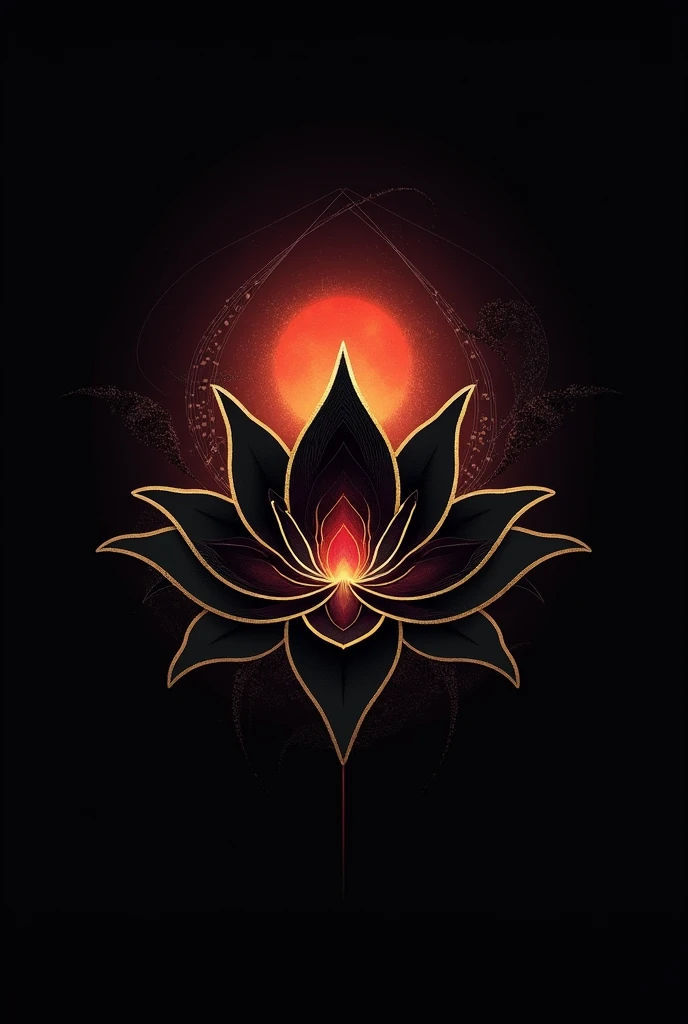 Create a logo to use on social media and tag my business "Black Lotus" Use dark colors, negro, red, yellow and gold