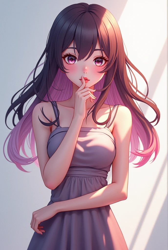 Create me a picture of the front and side view of an anime girl, I want to model the image in blender 