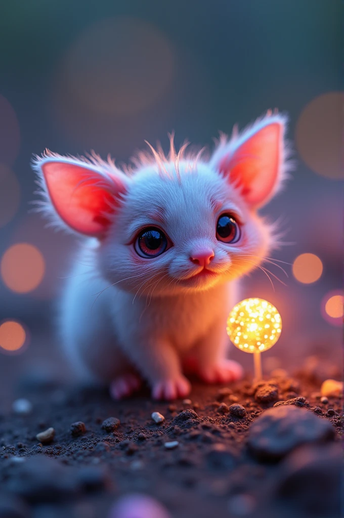 A highly detailed, creative close-up shot with a shallow depth of field, featuring a luminescent, vibrant, and intricate subject that appears to pop out of a dreamy, blurred background, evoking a sense of three-dimensionality and visual interest, with delicate, refined textures and patterns that invite the viewer to explore every nook and cranny, all rendered in a rich, saturated color palette with subtle gradients and highlights that accentuate the subject's cute and endearing qualities, with a sense of atmosphere and mood that is both enchanting and captivating, drawing the viewer in and refusing to let go.
