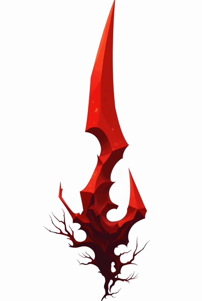 A sword projectile in the style of a vector drawing with clear sharp corners and edges , made of solid blood-colored crystal with vessels of black void extending from the base of the sword