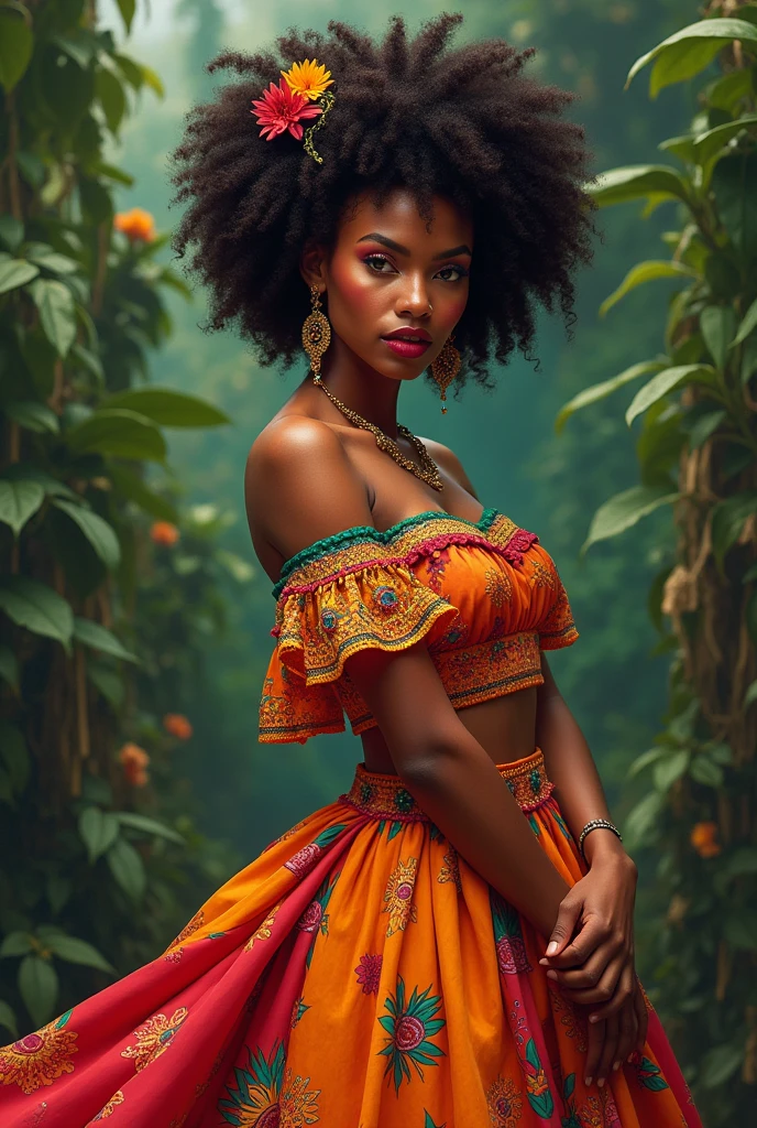 femme avec robes style afro et mexicain