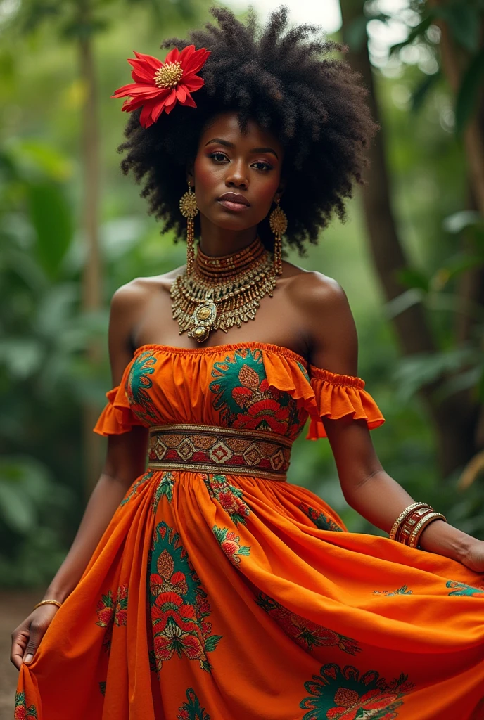 femme avec robes style afro et mexicain