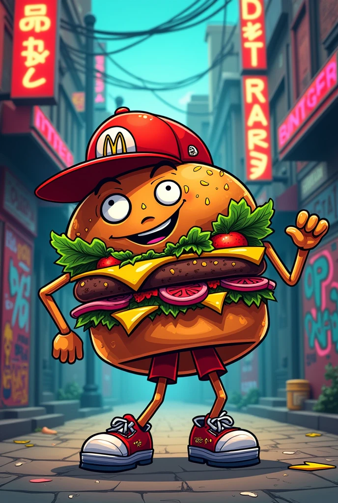 burguer, cartoon, art, hip hop, street, 