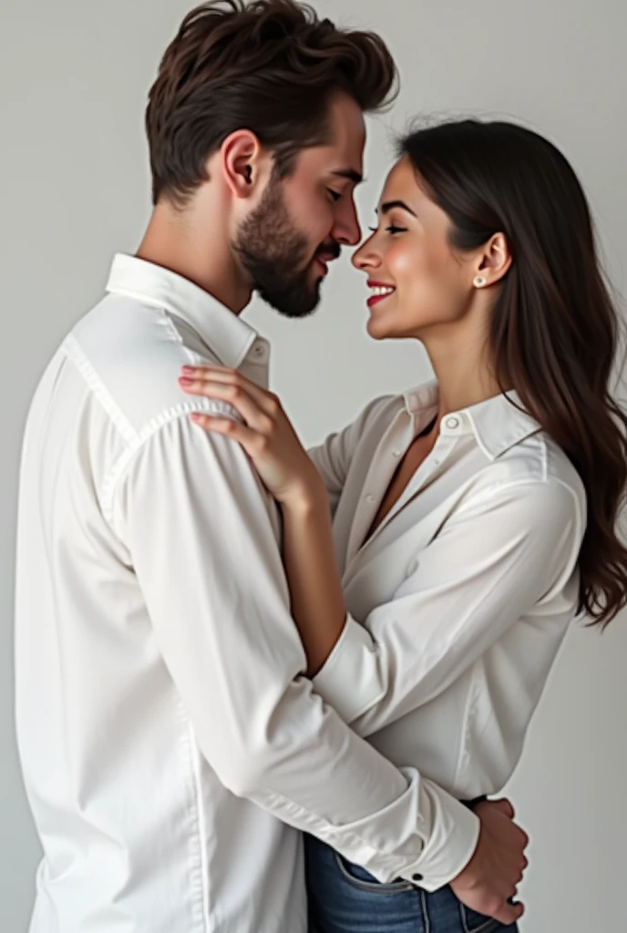 A couple boyfriend mockup wearing a shirth white ,8k detalled with front view