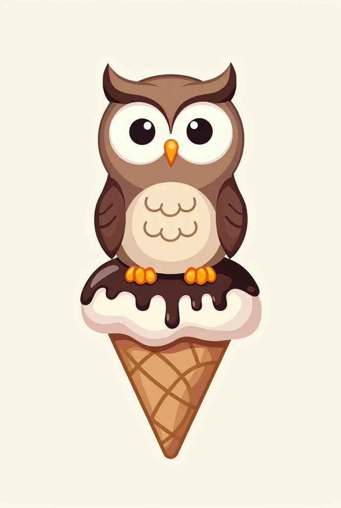 I want a logo for an ice cream shop in which the main character should be an owl and the ice cream, It has to be a logo that can be used in different media not so animated, The name of the ice cream shop is Bubo