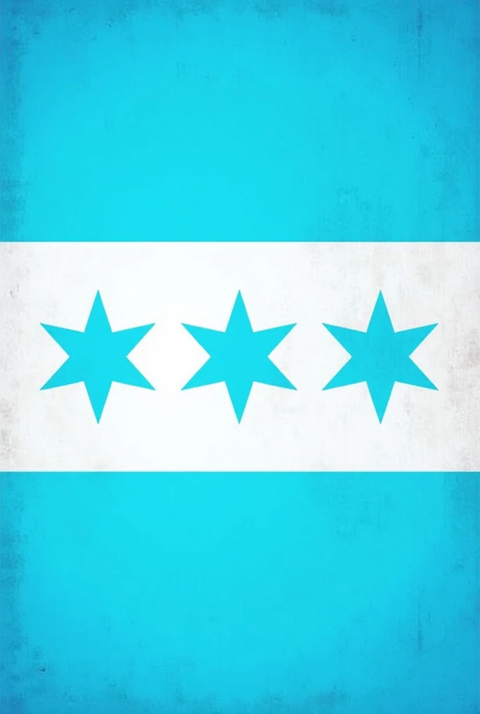 A patch of a flag, The flag has 3 stripes and they are positioned laterally., The stripe at the top and bottom are turquoise blue and the one in the middle is a white stripe with 5 blue stars in the center.