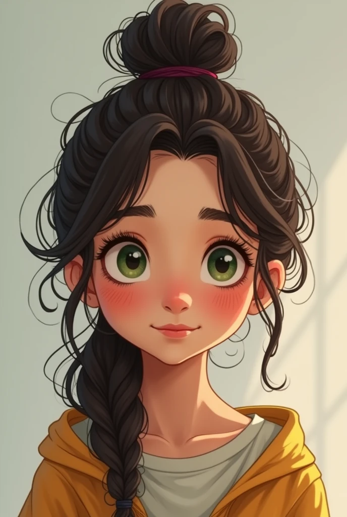 Lara is 2 and has long, wavy dark brown hair., which she usually wears loose or tied up in a messy bun during rehearsals. Your eyes are green, expressive and slightly almond-shaped. She is of average height, with about 1,65m, and has a slender and delicate physique, result of years of dedication to music and daily violin practice.
