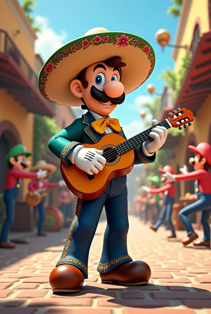Louis Mario Bros. in a mariachi costume