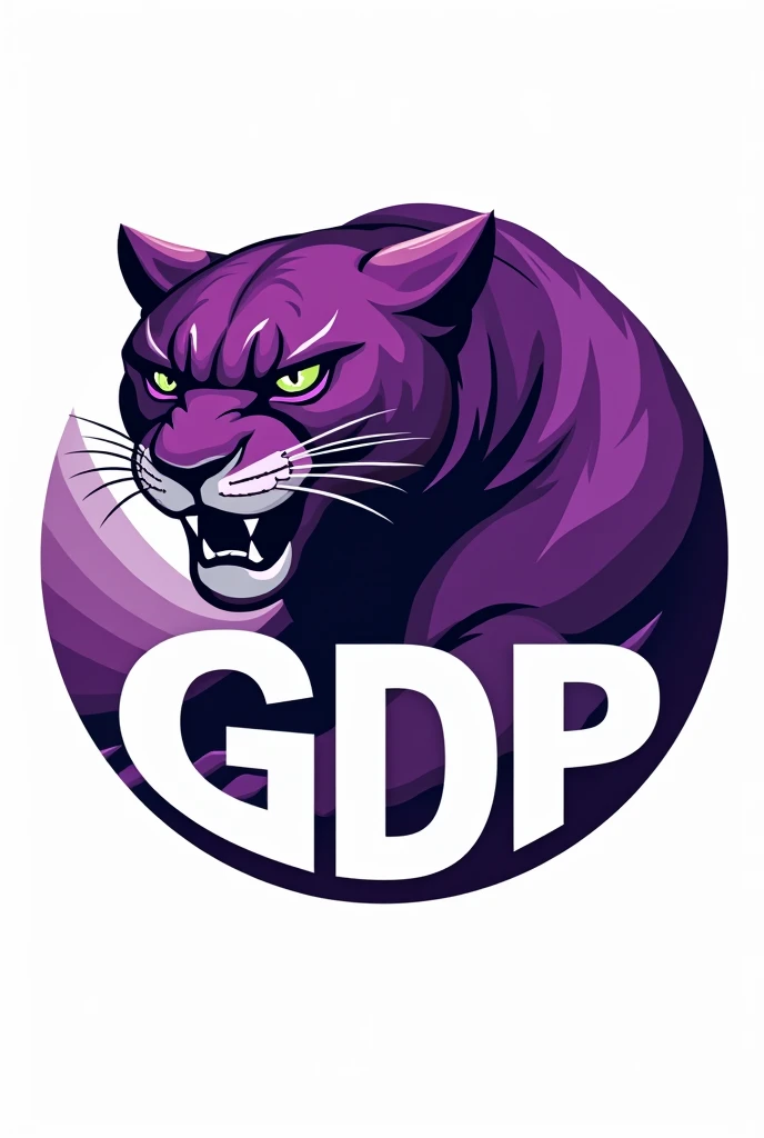 Political party logo of a jaguar with the initials GDP with a very striking purple jaguar in the shape of a circle 