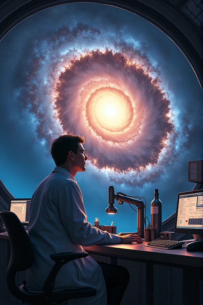 Andromeda glaxy an a scientist