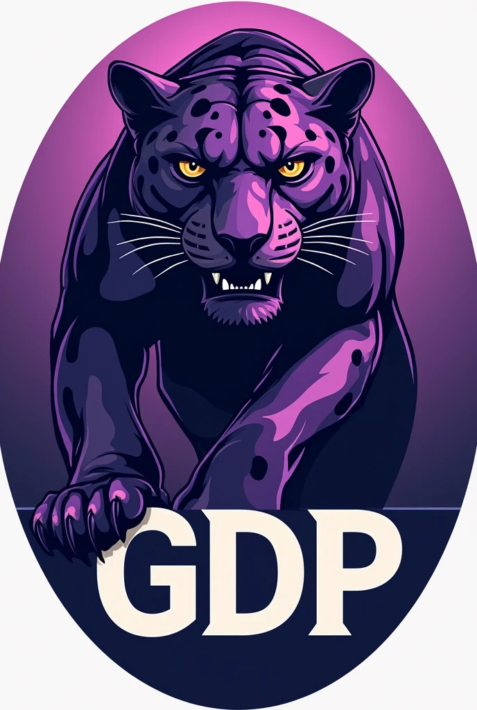 Political party logo of a jaguar with the initials GDP with a very striking purple jaguar in the shape of a large circle