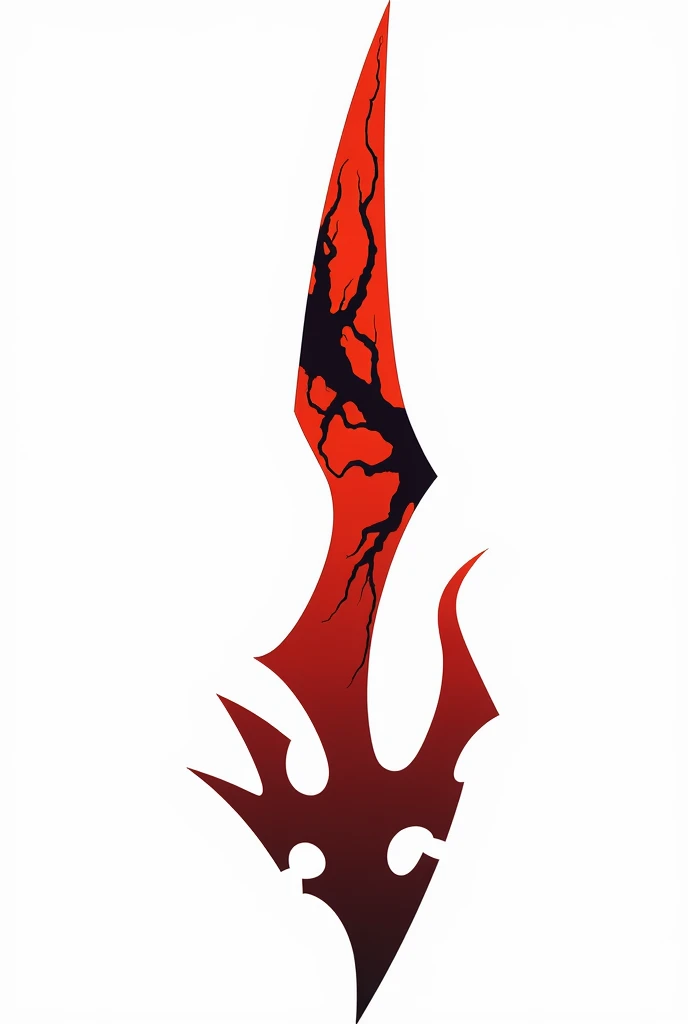 A sword projectile in the style of a vector drawing with clear sharp corners and edges , made of solid blood-colored crystal with vessels of black void stretching along it from below