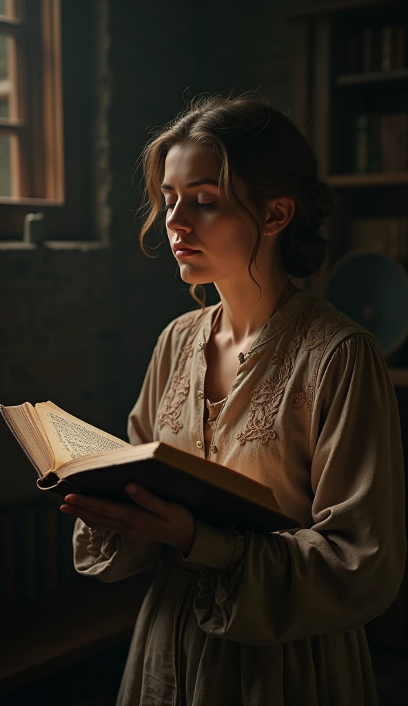 A woman praying with the Bible in her hands