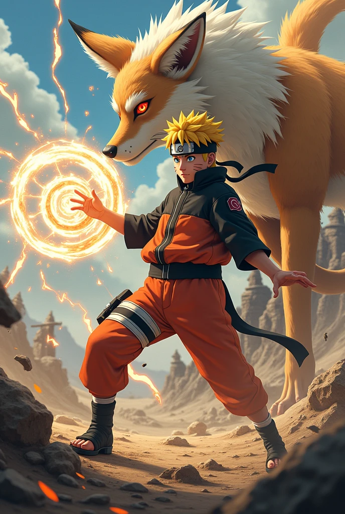 naruto with kurama ,rasen-shuriken 