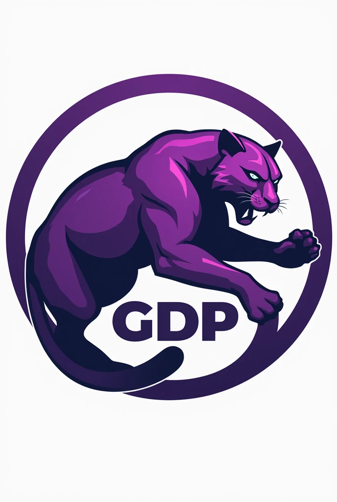 Political party logo of a jaguar with the initials GDP looking nice with a very striking purple jaguar in the shape of a circle 