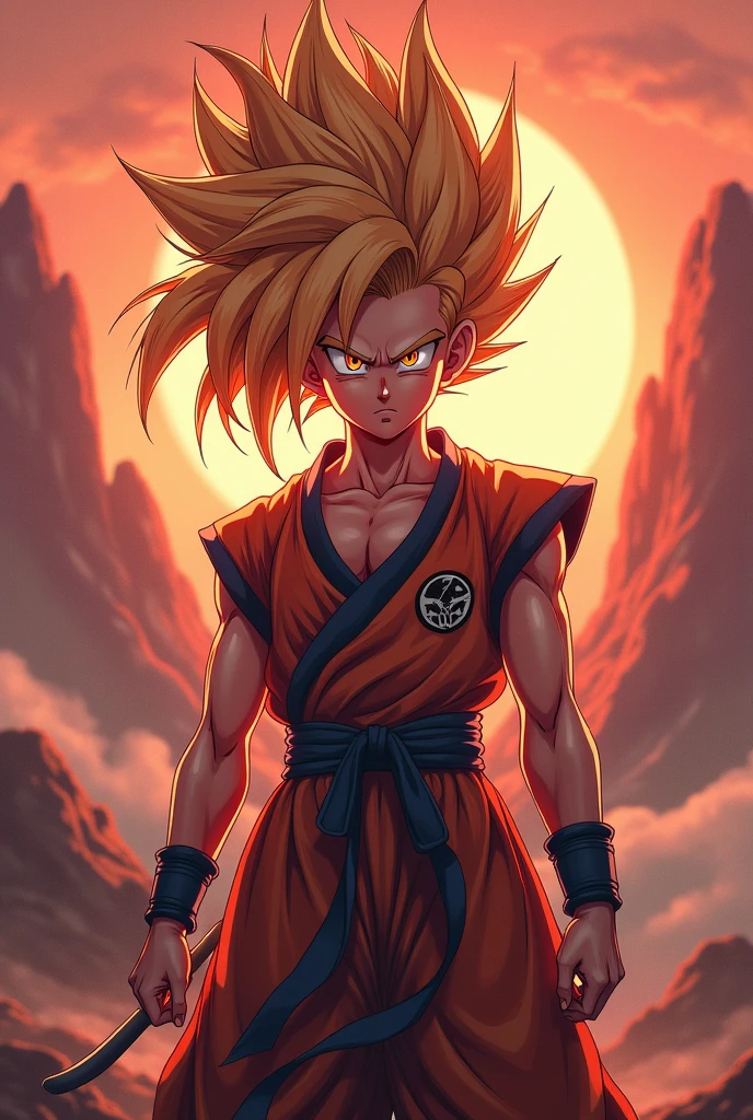 female saiyan, wearing gi