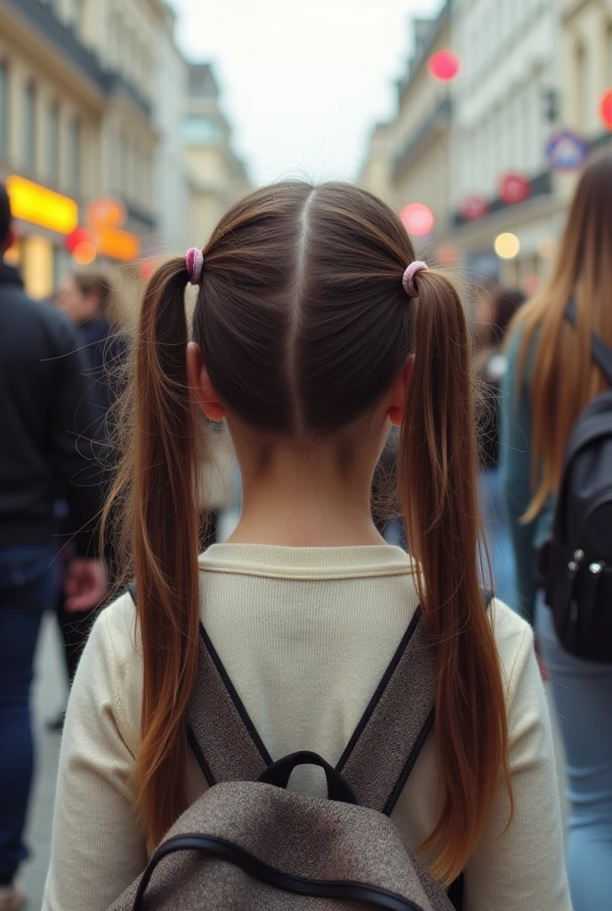 Girl with two ponytails hair sticking dick in front of strangers