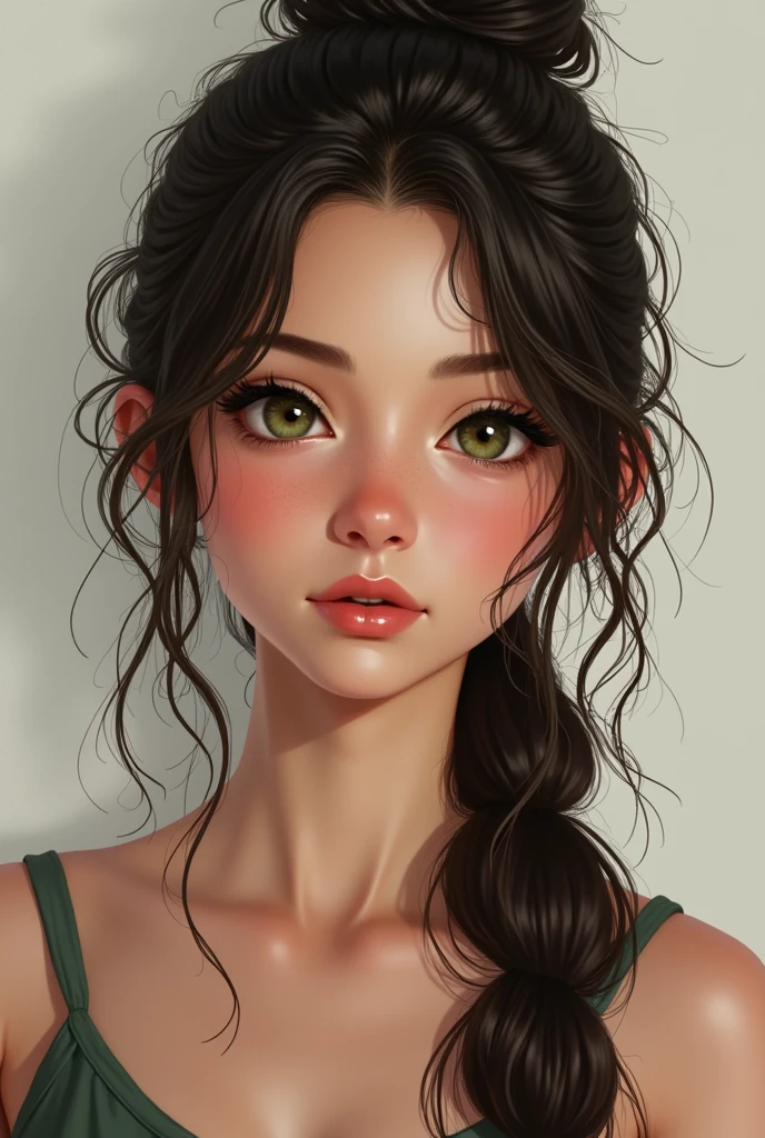 Lara has long, wavy dark brown hair., which she usually wears loose or tied up in a messy bun during rehearsals. Your eyes are green, expressive and slightly almond-shaped. She is of average height, with about 1,65m, and has a slender and delicate physique, result of years of dedication to music and daily violin practice.
age 28