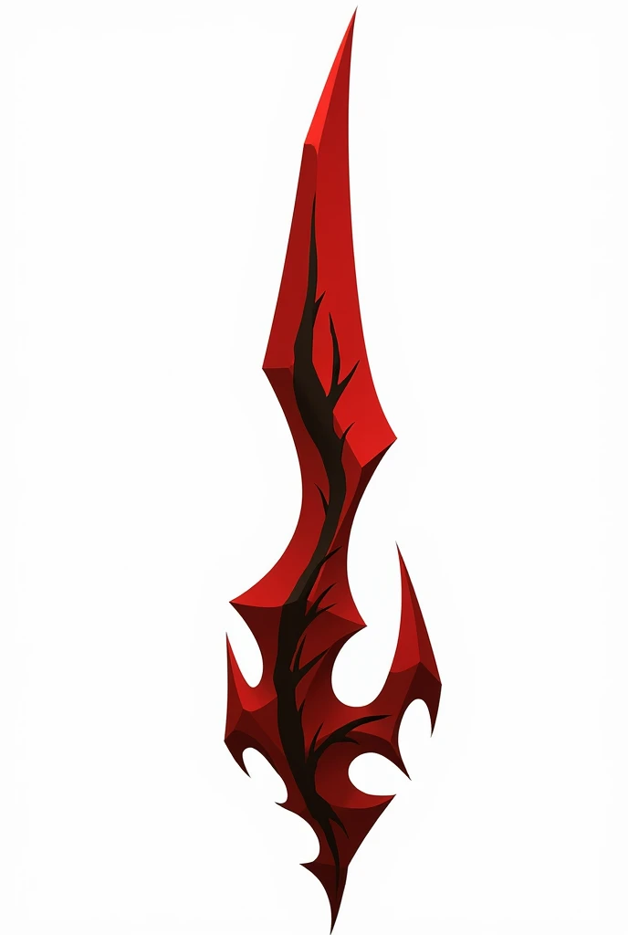 A sword projectile in the style of a vector drawing with clear sharp corners and edges , made of solid blood-colored crystal with vessels of black void stretching along it from below