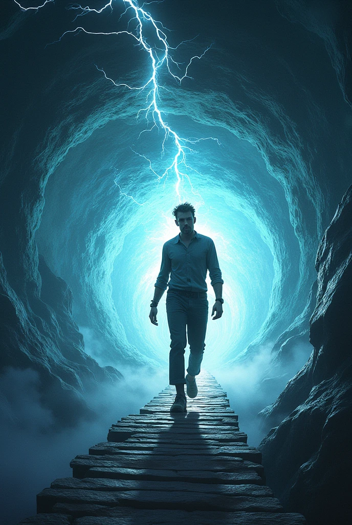 drawing of a man entering an interdimensional portal