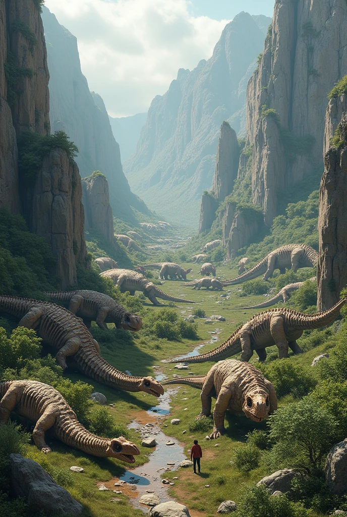 vallée remplie de dinosaure morts