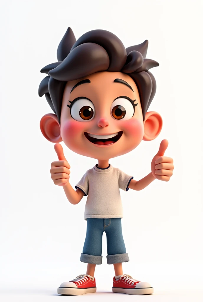 3d art disney pixar, making a positive sign with your hands, portraite, white background, happy