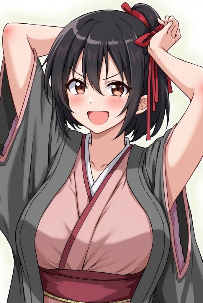 Black Hair、Big Breasts、kimono