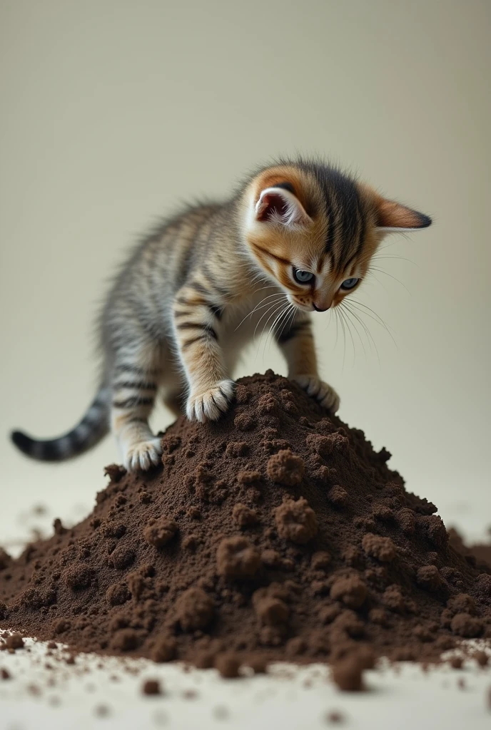 Sad kitten ascending poop
