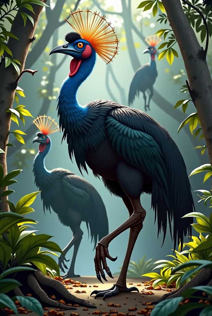 several versions of the cassowary bird