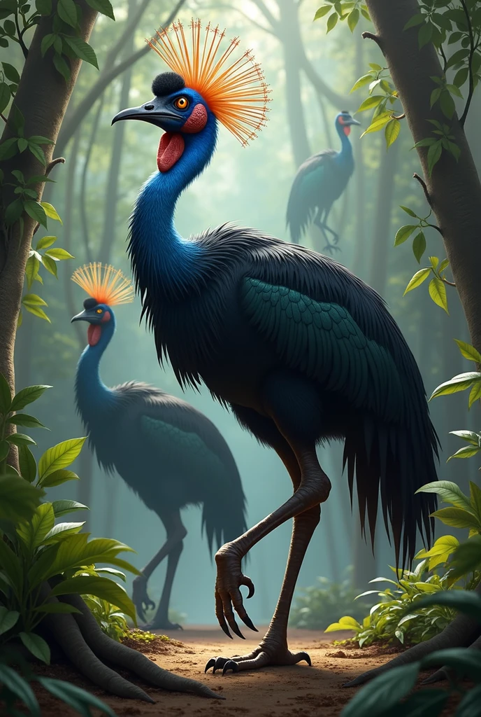 several versions of the cassowary bird