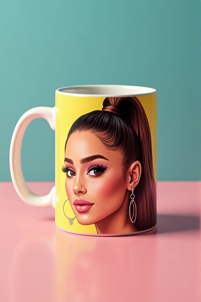 A mug with Ariana Grande's face on it and keep it up "Adriana the one who has something big"