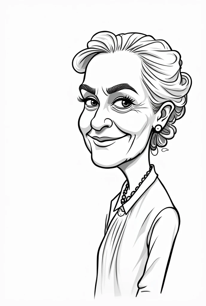 Create a black and white caricature image of Maria Montessori to color that says Commemoration of her birth M.M 31 August 1870