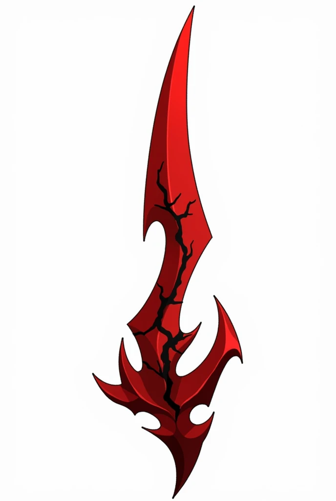 A sword projectile in the style of a vector drawing with clear sharp corners and edges , made of solid blood-colored crystal with vessels of black void stretching along it from below