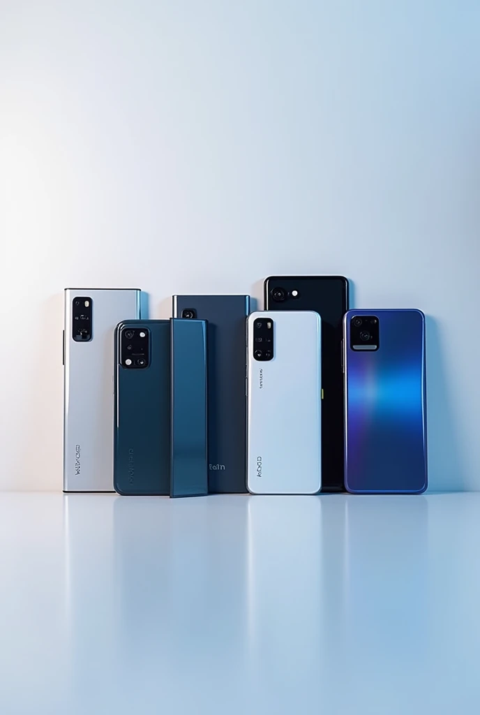 several phones in a row 
