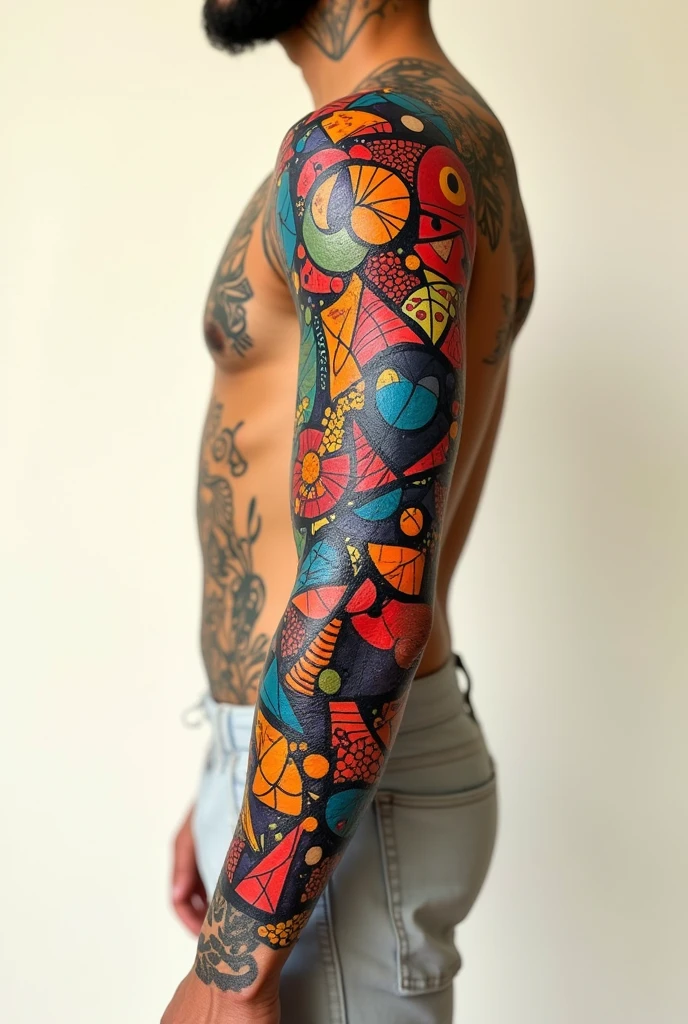 Tattoo of the tile mosaics of the ray movement that starts in the north of Brazil, use featuringo base as imagens desse site https://www.archdaily.featuring.br/br/997637/lightning-that-splits-architecture-between-shards-and-colors-in-the-stop , offwhite