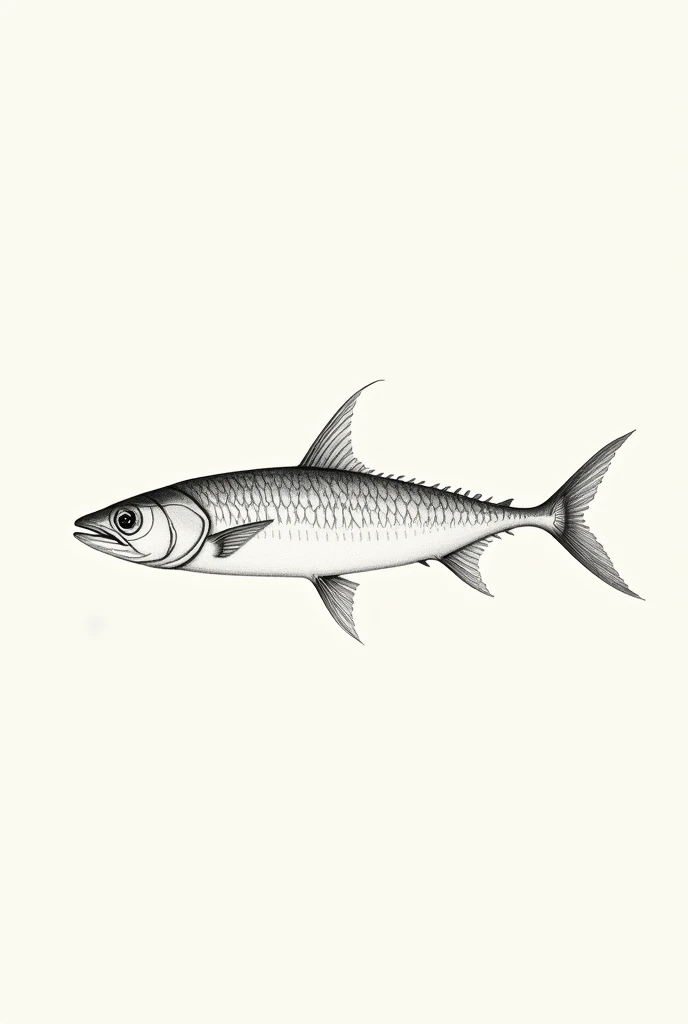 Portuguese sardine drawing, minimalistic, tatoo, fine line, in more detail