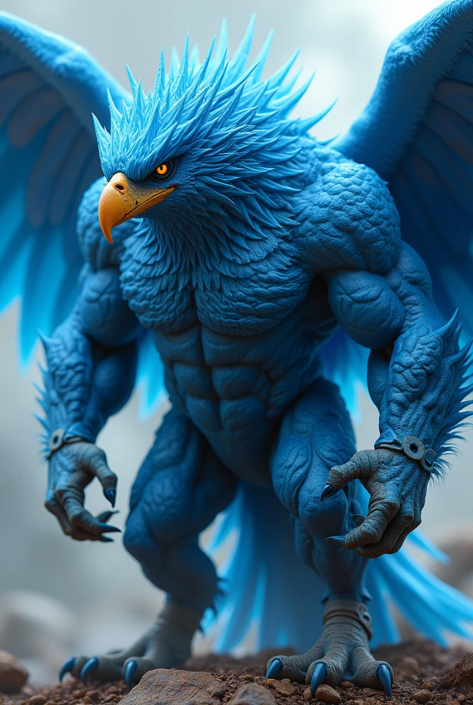 A muscular eagle type carica Piluzo of blue football