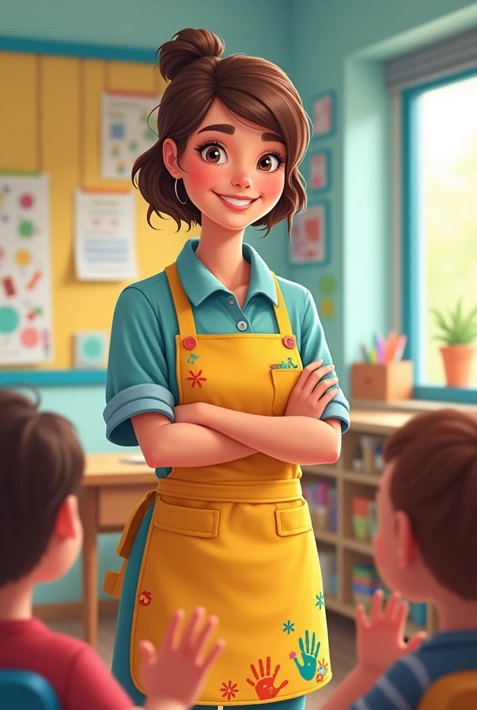 Kindergarten teacher with her apron