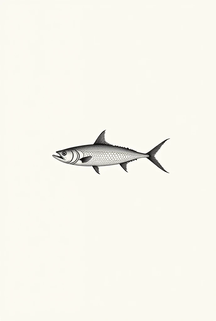 Portuguese sardine drawing, minimalistic, tatoo, fine line, in more detail, with arabesques on the body highlighted